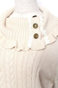 画像4: axes femme / 釦付き袖レースニットプルオーバー M 生成り Y-26-01-09-053-AX-TO-SZ-ZY