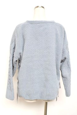 画像2: axes femme / サイドレースアップニットカーディガン M サックス Y-26-01-09-055-AX-TO-SZ-ZY