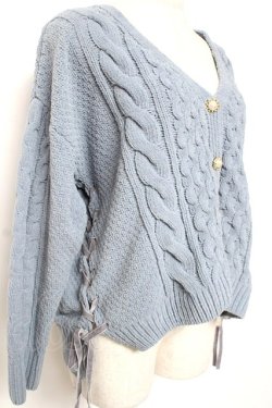 画像3: axes femme / サイドレースアップニットカーディガン M サックス Y-26-01-09-055-AX-TO-SZ-ZY