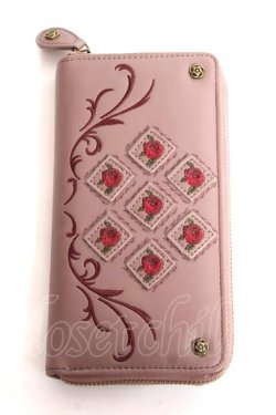 画像1: axes femme / バラパッチワーク長財布  淡ピンク Y-26-01-09-007-AX-ZA-SZ-ZY