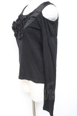 画像2: BPN / フリル肩開きカットソー M 黒 Y-26-01-09-061-GO-TO-SZ-ZY
