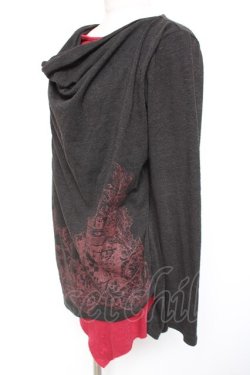 画像2: ALGONQUINS / ドレープレイヤードトップス F 黒×赤 Y-26-01-09-062-AL-TO-SZ-ZY