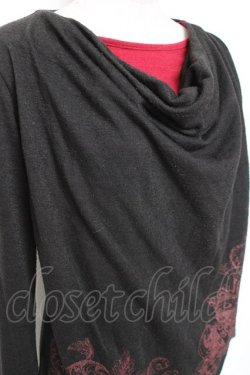 画像4: ALGONQUINS / ドレープレイヤードトップス F 黒×赤 Y-26-01-09-062-AL-TO-SZ-ZY