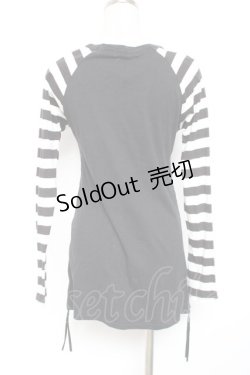 画像2: PEACE NOW / ボーダー切替プリントカットソー F 黒 Y-26-01-09-063-PU-TO-SZ-ZY