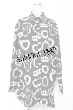 画像1: Amilige / フレームプリントシャツ  黒 Y-26-01-09-064-PU-BL-SZ-ZY