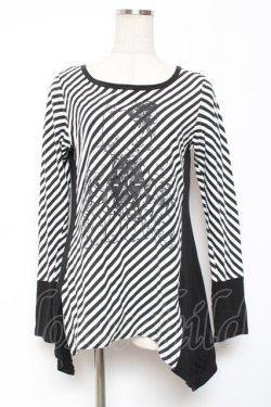 画像1: ALGONQUINS / ぬいぐるみptボーダーカットソー F 白×黒 Y-26-01-09-065-AL-TO-SZ-ZY