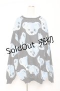 TRAVAS TOKYO / BEAR FACES総柄ジャガードプルオーバーニット F ブルー Y-26-01-09-068-PU-TO-SZ-ZY