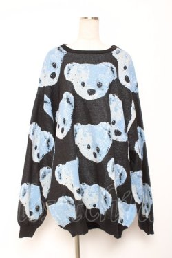 画像1: TRAVAS TOKYO / BEAR FACES総柄ジャガードプルオーバーニット F ブルー Y-26-01-09-068-PU-TO-SZ-ZY