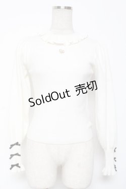 画像1: evelyn / 袖リボンリブニット  白 Y-26-01-09-071-LO-TO-SZ-ZY