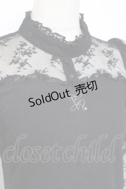 画像3: evelyn / ロゴ刺繍リブトップス  黒 Y-26-01-09-073-LO-TO-SZ-ZY