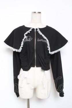 画像1: Ank Rouge / キラキラロゴドロストミニパーカー M 黒 Y-26-01-09-074-CA-TO-SZ-ZY