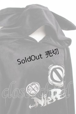 画像2: NieR Clothing / うさ耳フード付ロングパーカーワンピース  黒 Y-26-01-09-075-PU-OP-SZ-ZY