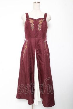 画像1: axes femme / マリーゴールド刺繍ジャンスカ M ワイン Y-26-01-09-082-AX-OP-SZ-ZY