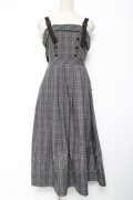 axes femme / バックリボンチェック柄ジャンスカ F グレー Y-26-01-09-084-AX-OP-SZ-ZY