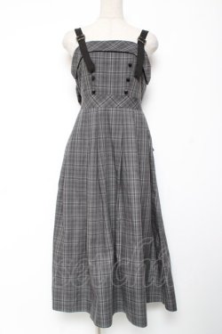画像1: axes femme / バックリボンチェック柄ジャンスカ F グレー Y-26-01-09-084-AX-OP-SZ-ZY
