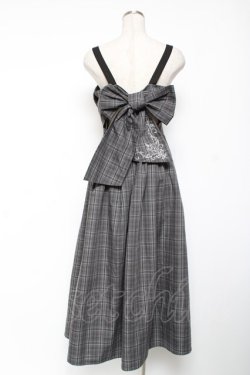 画像2: axes femme / バックリボンチェック柄ジャンスカ F グレー Y-26-01-09-084-AX-OP-SZ-ZY