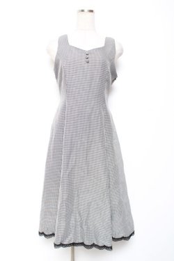 画像1: axes femme / 編み上げ千鳥格子ジャンスカ F 黒 Y-26-01-09-087-AX-OP-SZ-ZY