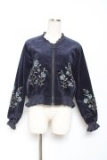 axes femme / 刺繍入りコールテンブルゾン M 紺 Y-26-01-09-094-AX-JA-SZ-ZY