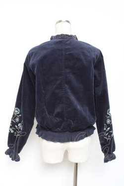 画像2: axes femme / 刺繍入りコールテンブルゾン M 紺 Y-26-01-09-094-AX-JA-SZ-ZY