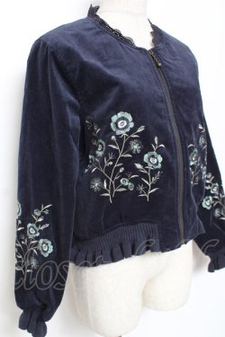 画像3: axes femme / 刺繍入りコールテンブルゾン M 紺 Y-26-01-09-094-AX-JA-SZ-ZY