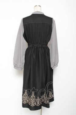 画像2: axes femme POETIQUE / トランプ刺繍レイヤードワンピース M 黒 Y-26-01-09-098-AX-OP-SZ-ZY