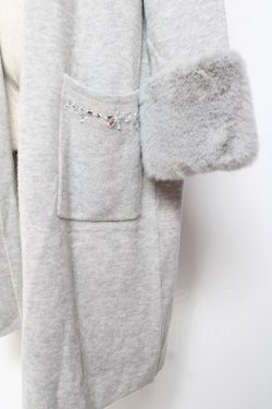 画像3: axes femme / ファー袖ロングニットカーデ M グレー Y-26-01-09-100-AX-TO-AS-ZY