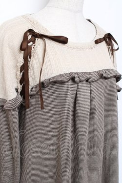 画像3: axes femme / ヨーク切替千鳥柄カットチュニ M 茶 Y-26-01-09-102-AX-OP-SZ-ZY