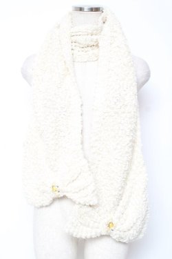 画像1: axes femme / ファーBIGリボンマフラー  オフ白 Y-26-01-09-013-AX-AC-SZ-ZY