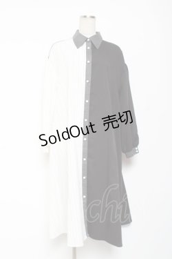 画像1: axes femme / ストライプ配色切替シャツワンピース F 黒 Y-26-01-09-107-AX-OP-SZ-ZY