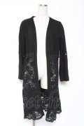 axes femme / レース切り替えロングカーデ M 黒 Y-26-01-09-110-AX-TO-SZ-ZY