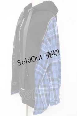 画像2: IRO+IRO / ポチェックくしゅくしゅパーカー M 青 Y-26-01-09-113-LO-TO-SZ-ZY