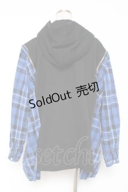 画像3: IRO+IRO / ポチェックくしゅくしゅパーカー M 青 Y-26-01-09-113-LO-TO-SZ-ZY