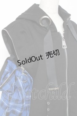 画像4: IRO+IRO / ポチェックくしゅくしゅパーカー M 青 Y-26-01-09-113-LO-TO-SZ-ZY