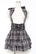 Ank Rouge / ホルターネックティアードスカパン  黒チェック Y-26-01-09-122-CA-PA-SZ-ZY
