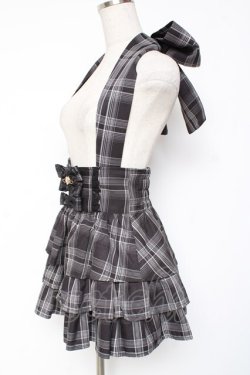 画像2: Ank Rouge / ホルターネックティアードスカパン  黒チェック Y-26-01-09-122-CA-PA-SZ-ZY
