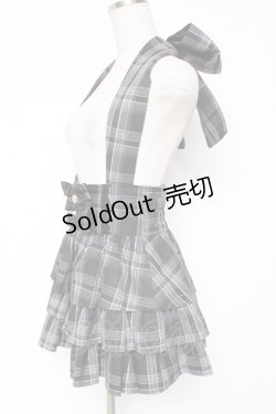 画像2: Ank Rouge / ホルターネックティアードスカパン  黒チェック Y-26-01-09-122-CA-PA-SZ-ZY