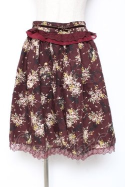 画像1: axes femme / フラワーモチーフスカート  ワイン Y-26-01-09-124-AX-SK-SZ-ZY