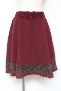 axes femme / スカラップレースフレアスカート  ワイン Y-26-01-09-126-AX-SK-SZ-ZY