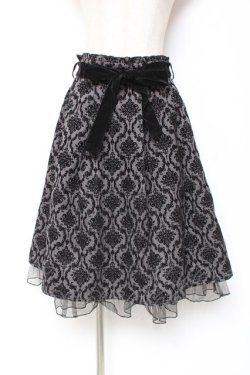 画像1: axes femme / 格子柄フロッキーptスカート M 黒 Y-26-01-09-128-AX-SK-SZ-ZY