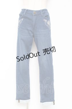 画像1: axes femme / エッフェル塔刺繍デニムパンツ M ウォッシュ Y-26-01-09-129-AX-PA-SZ-ZY