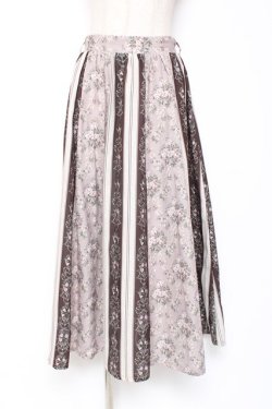 画像1: axes femme / オーナメント×花柄切替スカート M ピンク Y-26-01-09-137-AX-SK-SZ-ZY