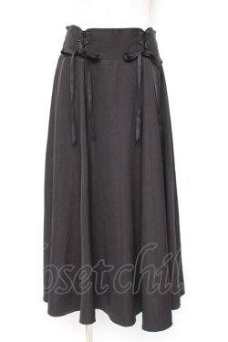 画像1: axes femme / 編上ミディ丈フレアスカート F 黒 Y-26-01-09-140-AX-SK-SZ-ZY