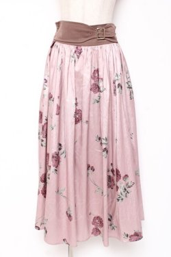 画像1: axes femme / ローズ柄ロングスカート Ｍ ピンク Y-26-01-09-145-AX-SK-SZ-ZY