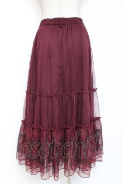 画像2: axes femme / 額縁刺繍チュールスカート F ワイン Y-26-01-09-148-AX-SK-SZ-ZY