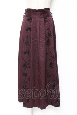 画像1: axes femme / フラワーフロッキー切替スカート F ワイン Y-26-01-09-150-AX-SK-SZ-ZY