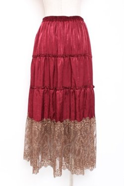 画像2: axes femme / 裾レースティアードスカート M ワイン Y-26-01-09-151-AX-OP-SZ-ZY