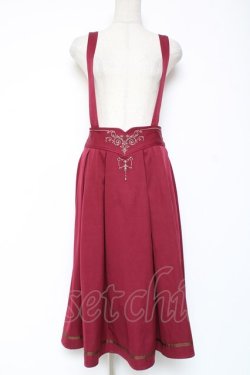 画像1: axes femme / カードル刺繍サス付タックスカート F ワイン Y-26-01-09-152-AX-SK-SZ-ZY