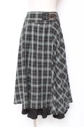 axes femme / 裾プリーツチェック柄スカート M 黒 Y-26-01-09-153-AX-SK-SZ-ZY