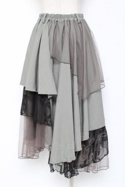 画像2: axes femme / 異素材イレヘムロングスカート F グリーン Y-26-01-09-158-AX-SK-SZ-ZY