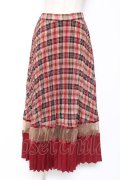 axes femme POETIQUE / チェック切替プリーツスカート M ワイン Y-26-01-09-160-AX-SK-SZ-ZY
